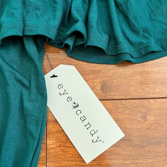 NWT Eye Candy Green Off The Shoulder Strapless Ruffle Top-Size M - Picture 6 of 7